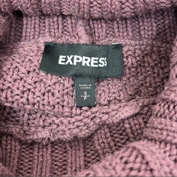 Express Purple Turtleneck Cable Knit Sweater Size S/P - Picture 8 of 8